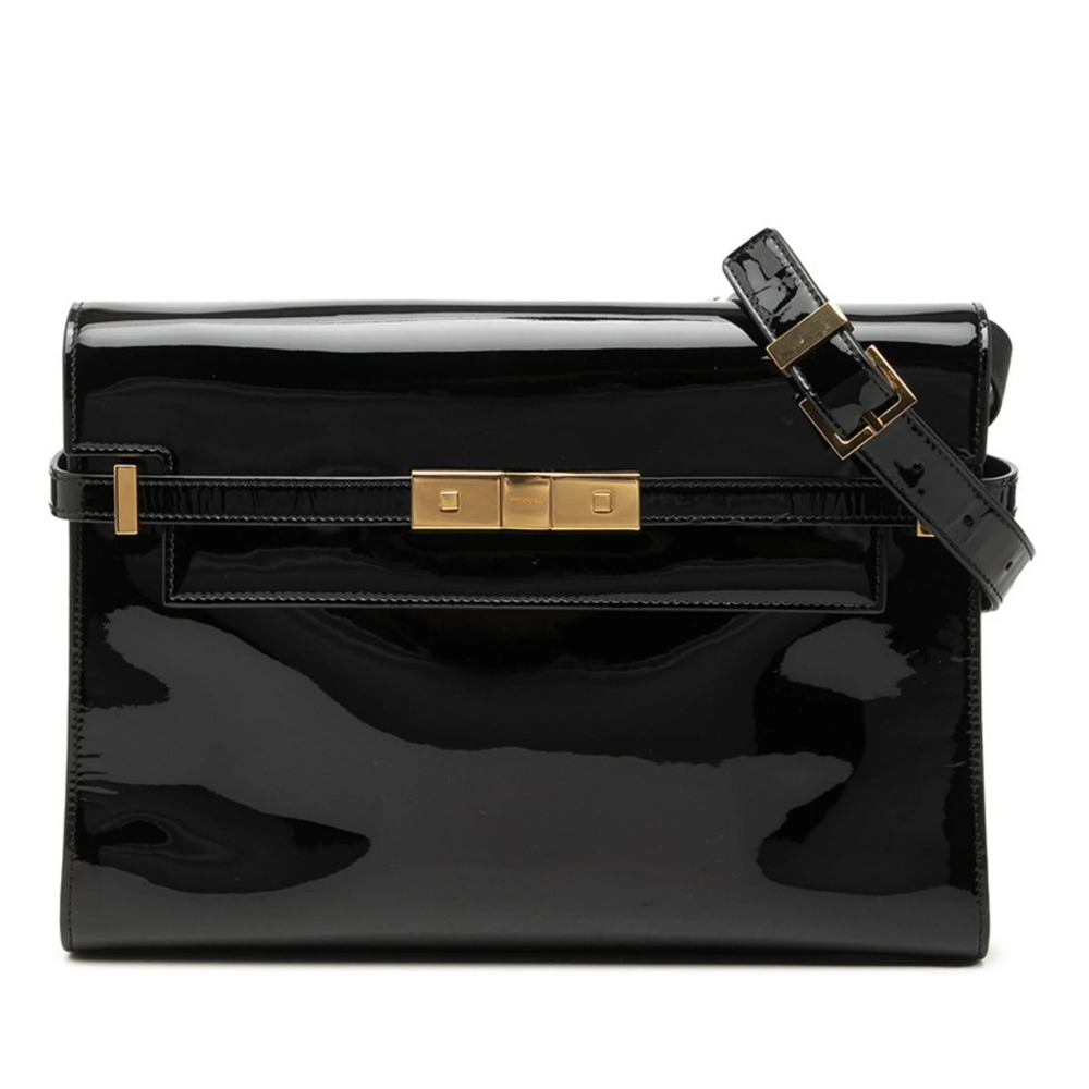 Saint Laurent Manhattan Shoulder Bag 579271 Black Patent Leather Women's SAIN...